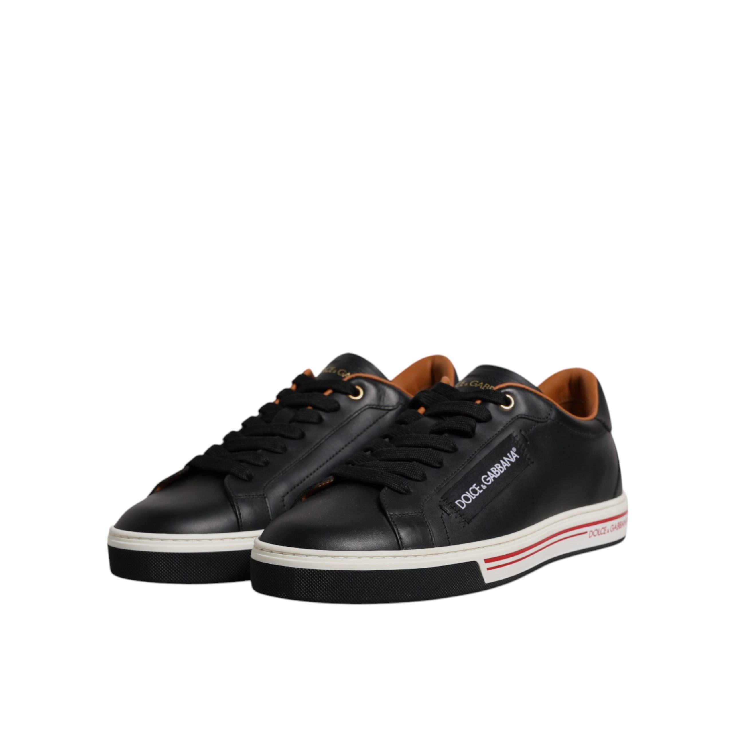 Baskets basses en cuir noir Dolce & Gabbana pour hommes