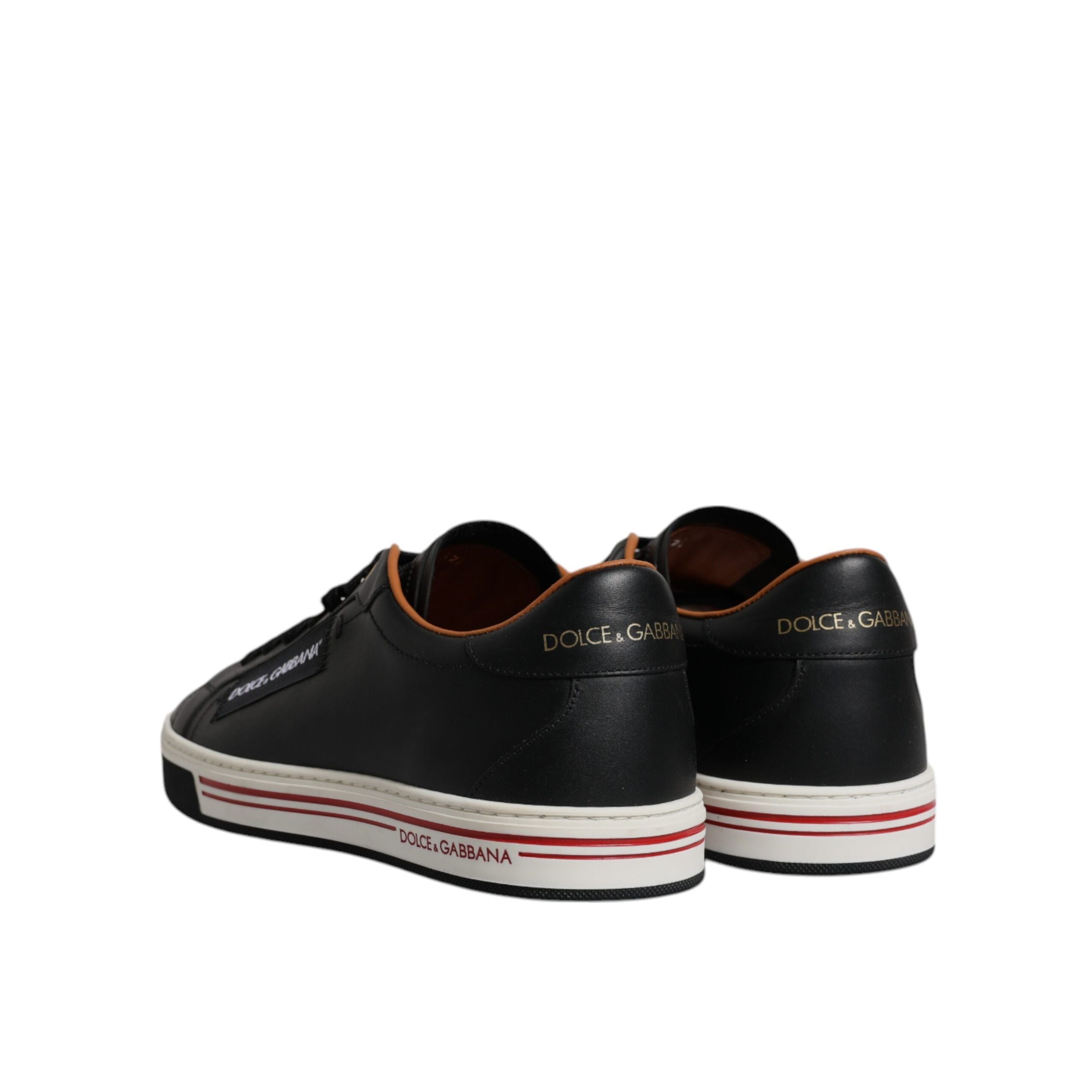 Baskets basses en cuir noir Dolce & Gabbana pour hommes