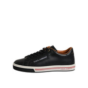 Baskets basses en cuir noir Dolce & Gabbana pour hommes