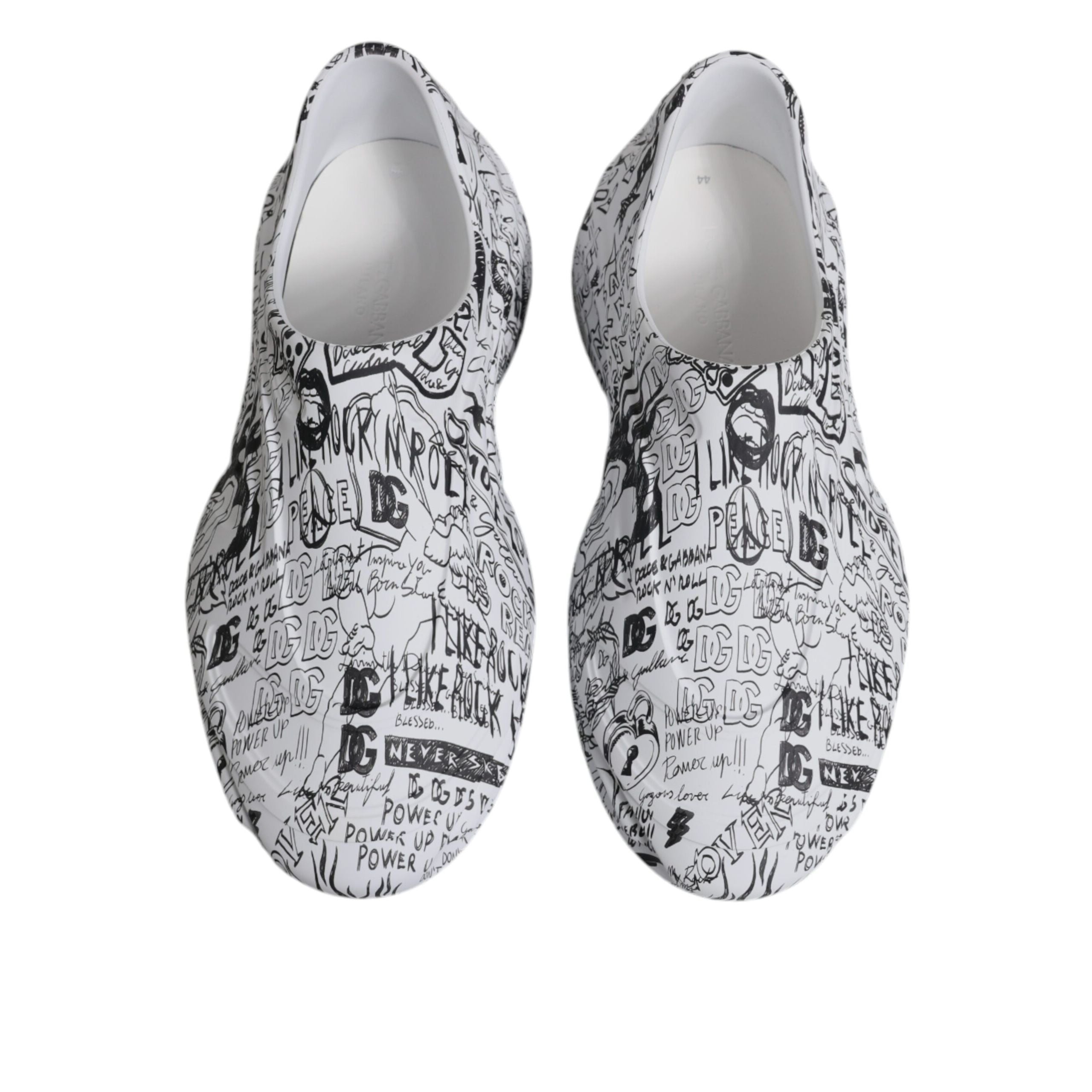 Dolce & Gabbana White Black Graffiti Daymaster Sneakers