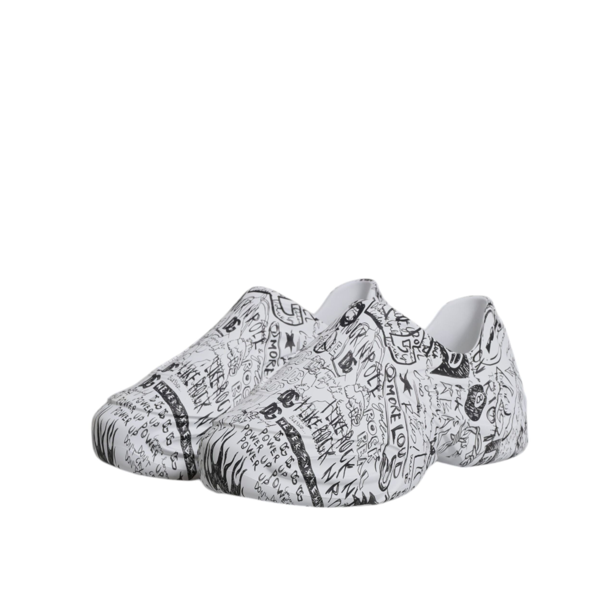 Dolce & Gabbana White Black Graffiti Daymaster Sneakers