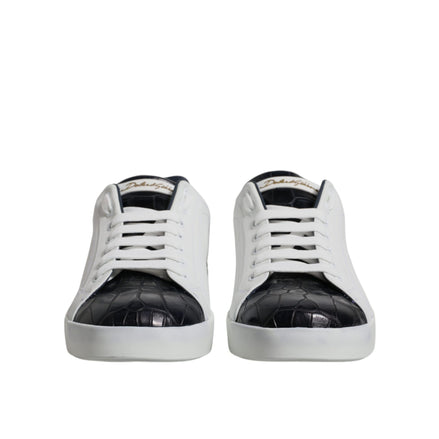 Dolce & Gabbana Baskets Portofino en cuir noir et blanc