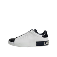 Dolce & Gabbana Scarpe Sneakers Portofino Bianche Nere in Pelle