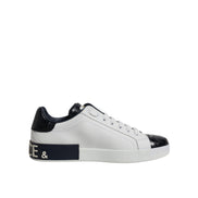 Dolce & Gabbana Scarpe Sneakers Portofino Bianche Nere in Pelle