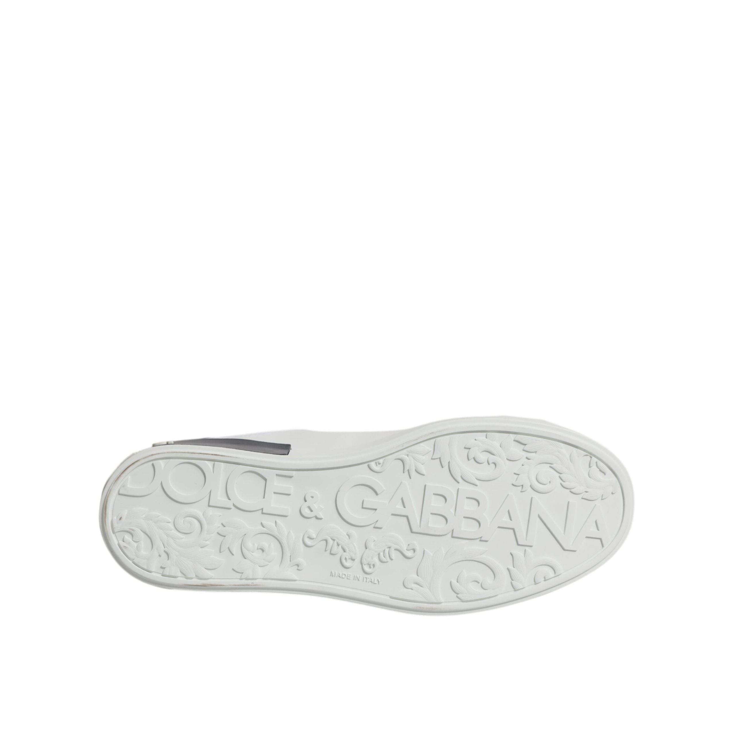 Dolce & Gabbana Scarpe Sneakers Portofino Bianche Nere in Pelle
