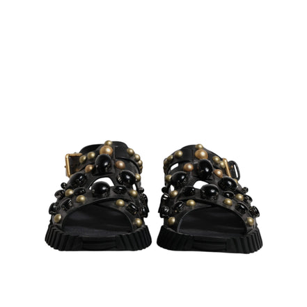 Dolce & Gabbana Sandales à clous en cuir noir