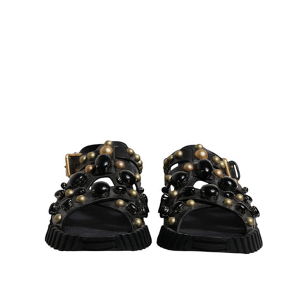Dolce & Gabbana Sandali Ciabatte in Pelle Nera con Borchie