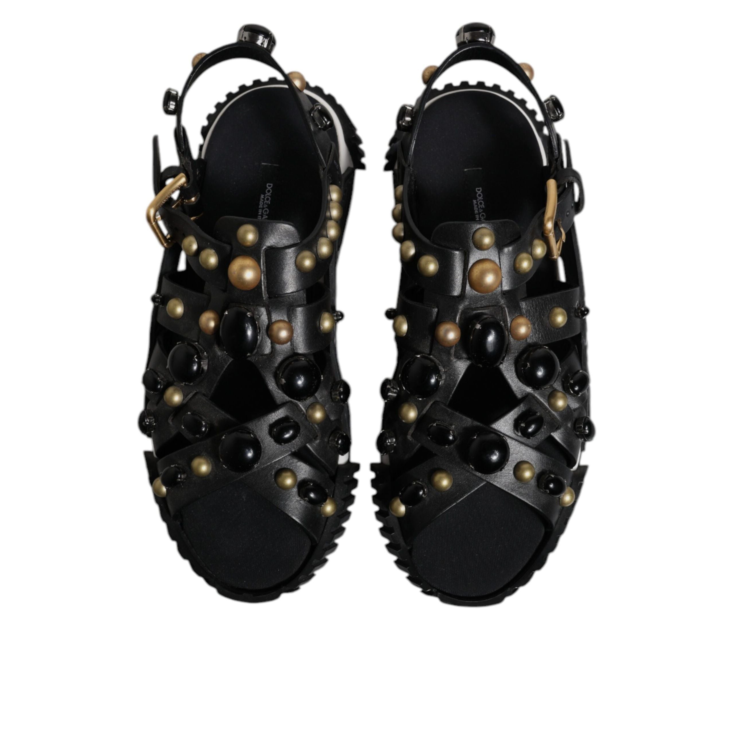 Dolce & Gabbana Sandales à clous en cuir noir