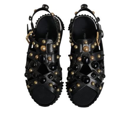 Dolce & Gabbana Sandales à clous en cuir noir