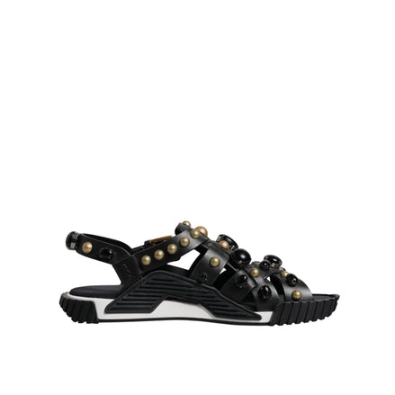 Dolce & Gabbana Sandali Ciabatte in Pelle Nera con Borchie