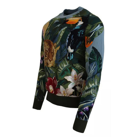 Dolce & Gabbana Jungle Wool Silk Logo Sweater