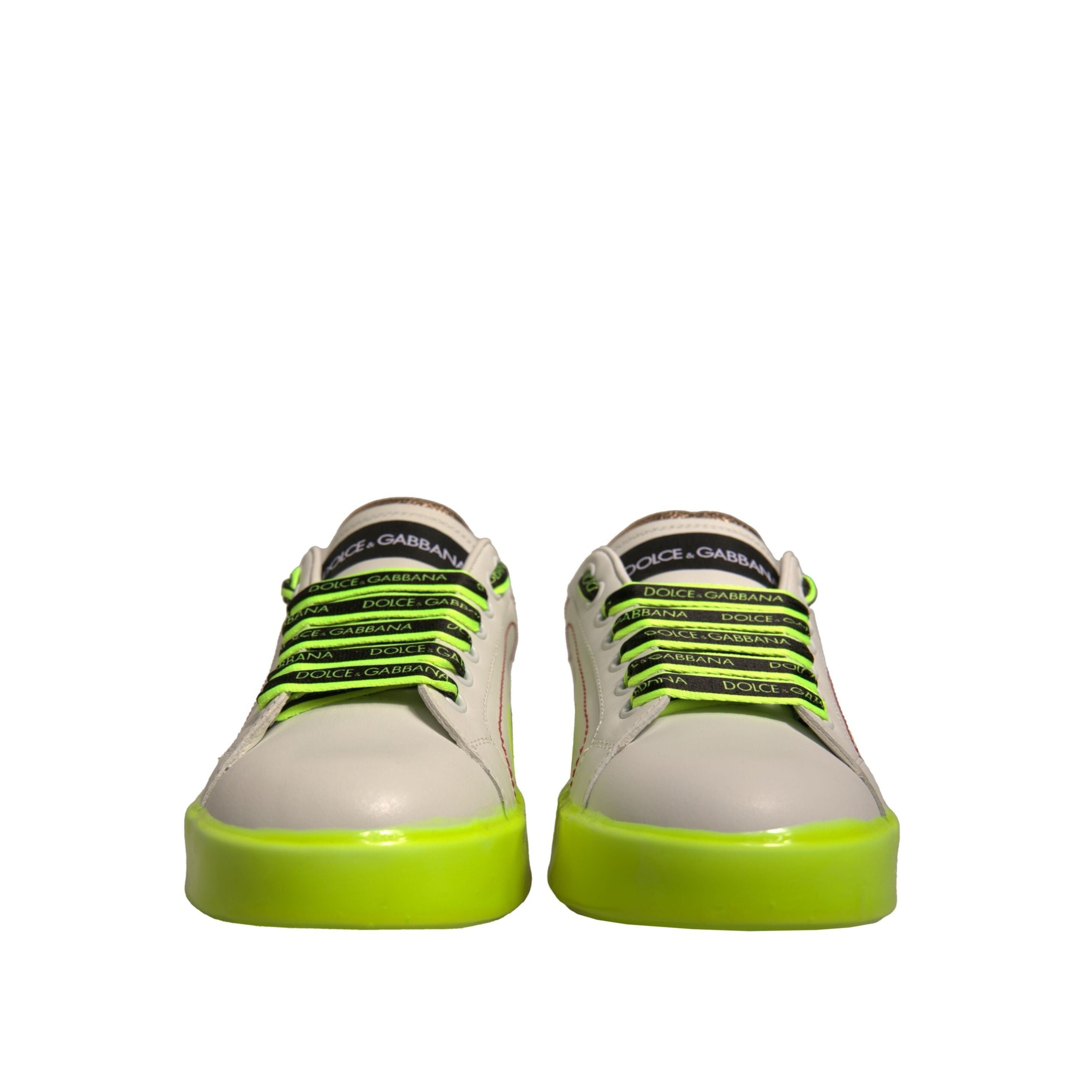 Chaussures Baskets en cuir Portofino blanches et jaunes Dolce & Gabbana