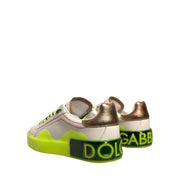 Chaussures Baskets en cuir Portofino blanches et jaunes Dolce & Gabbana