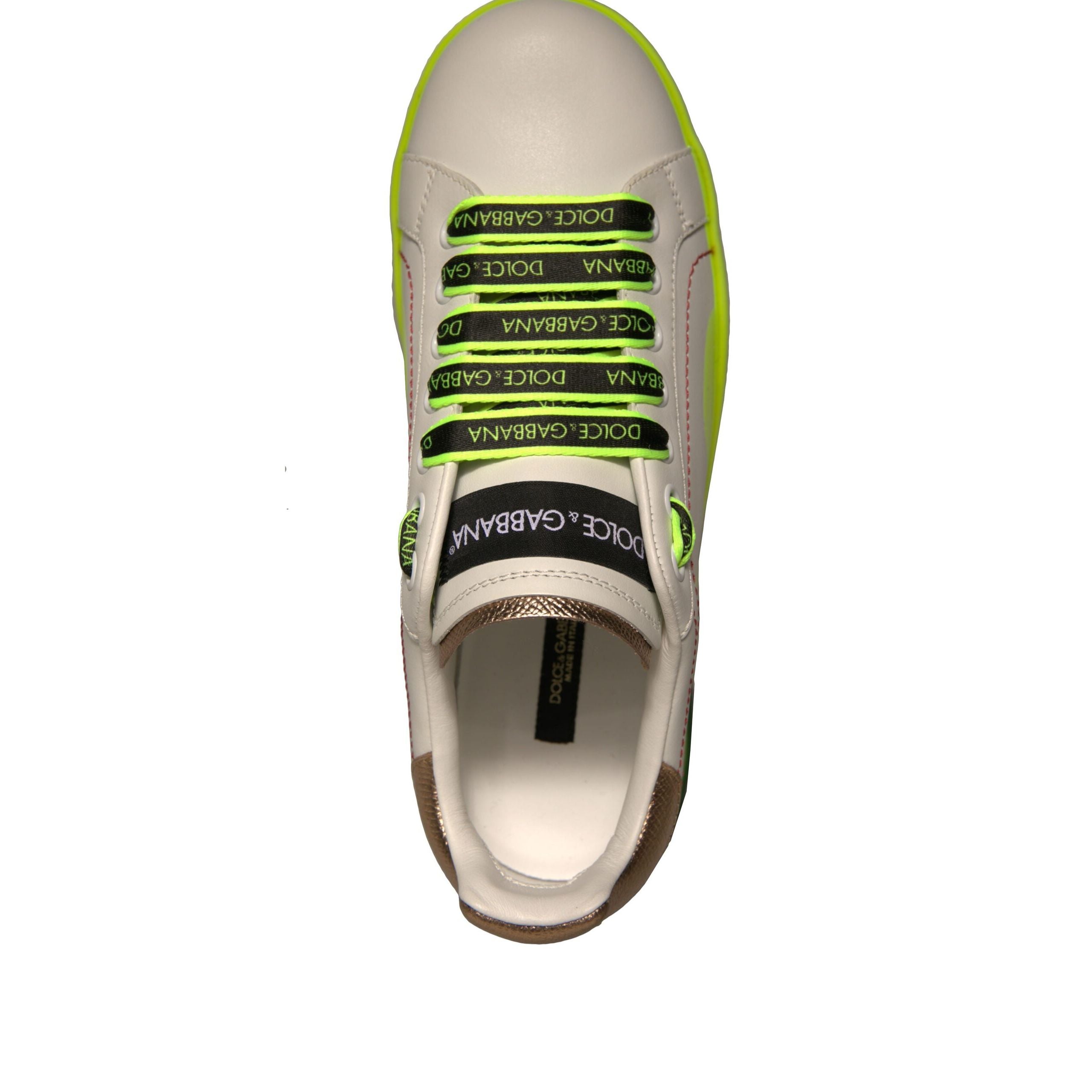 Chaussures Baskets en cuir Portofino blanches et jaunes Dolce & Gabbana