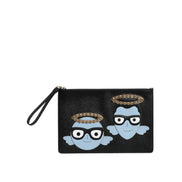 Dolce & Gabbana Black Leather #DGFAMILY Embellished Zip Pouch Bag