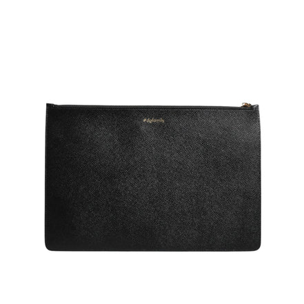 Dolce & Gabbana Black Leather #DGFAMILY Embellished Zip Pouch Bag