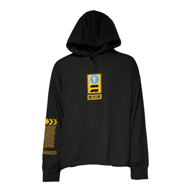 Dolce & Gabbana Black Cotton Hooded DG Shield Sweater
