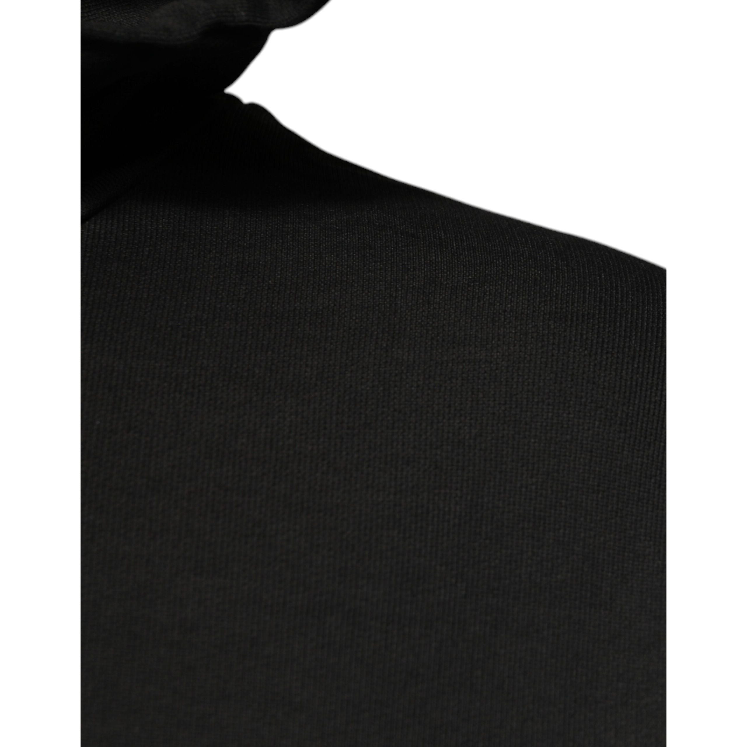 Dolce & Gabbana Black Cotton Hooded DG Shield Sweater