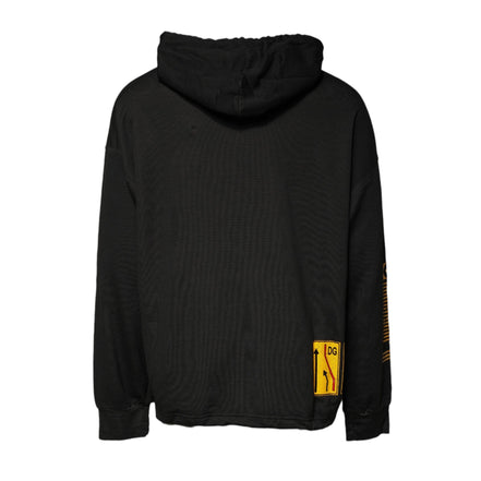 Dolce & Gabbana Black Cotton Hooded DG Shield Sweater