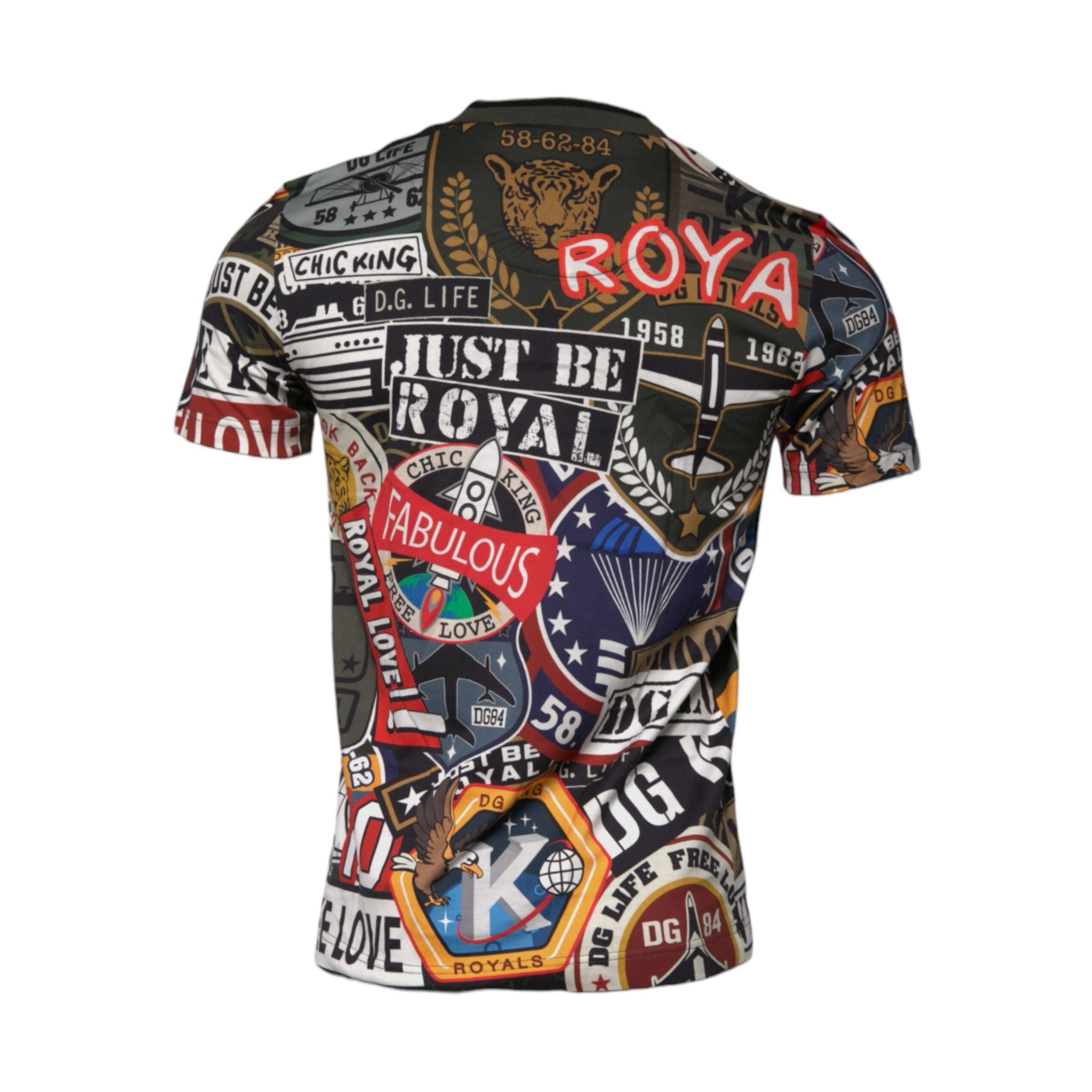T-shirt en coton à col rond et imprimé graphique multicolore Dolce & Gabbana