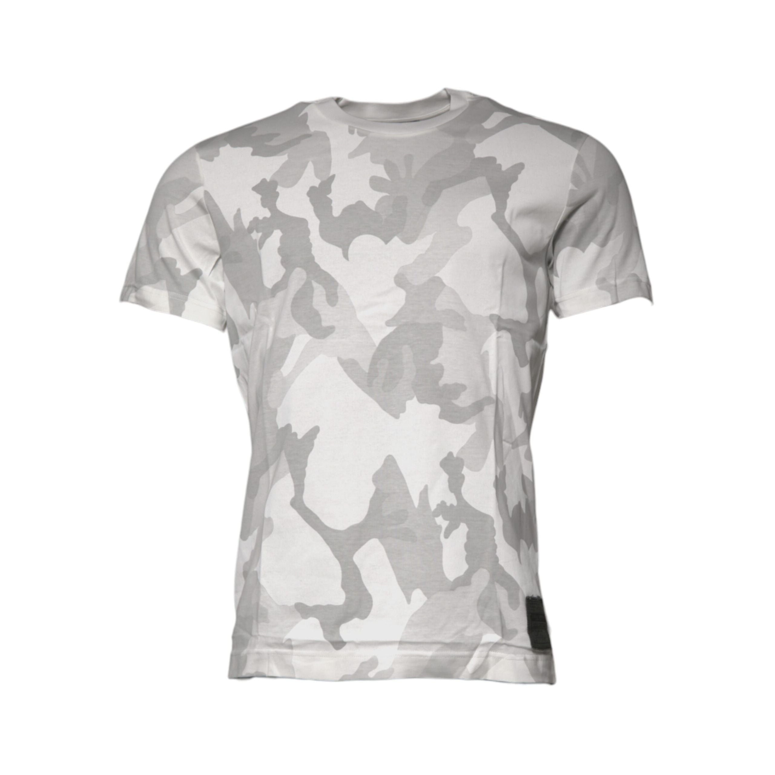Dolce & Gabbana White Grey Camouflage Cotton Crew Neck T-Shirt