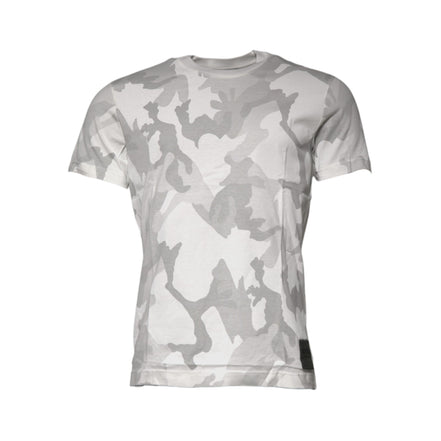 Dolce & Gabbana White Grey Camouflage Cotton Crew Neck T-Shirt
