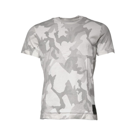 Dolce & Gabbana White Grey Camouflage Cotton Crew Neck T-Shirt