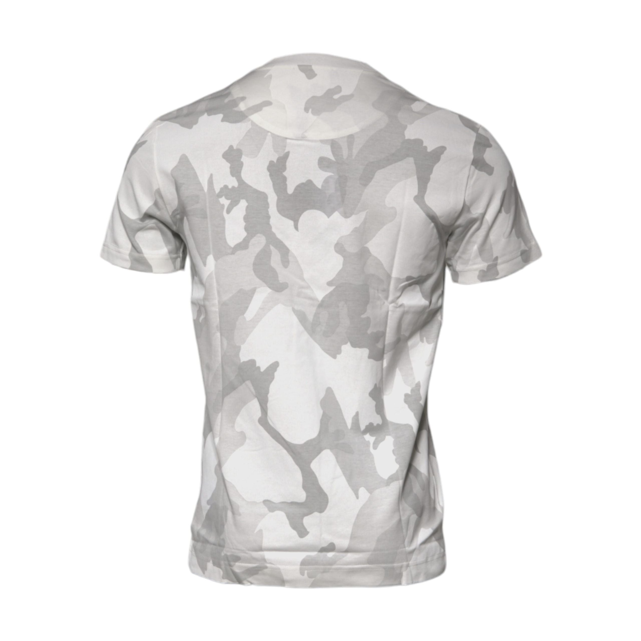 Dolce & Gabbana White Grey Camouflage Cotton Crew Neck T-Shirt