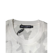 Dolce & Gabbana White Grey Camouflage Cotton Crew Neck T-Shirt