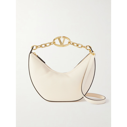 Sac à bandoulière Valentino Garavani petit hobo en cuir ivoire Vlogo
