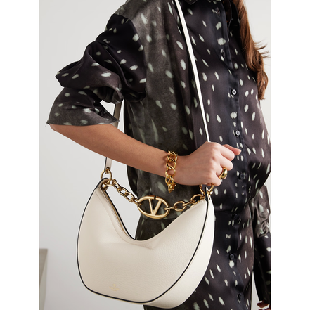 Sac à bandoulière Valentino Garavani petit hobo en cuir ivoire Vlogo