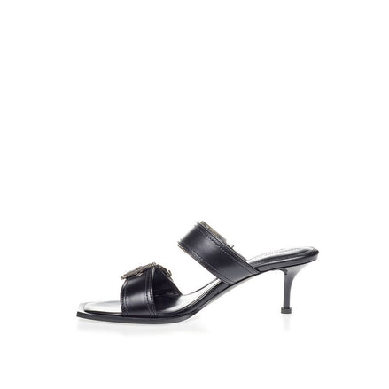 Sandales à talons aiguilles en cuir noir Alexander McQueen