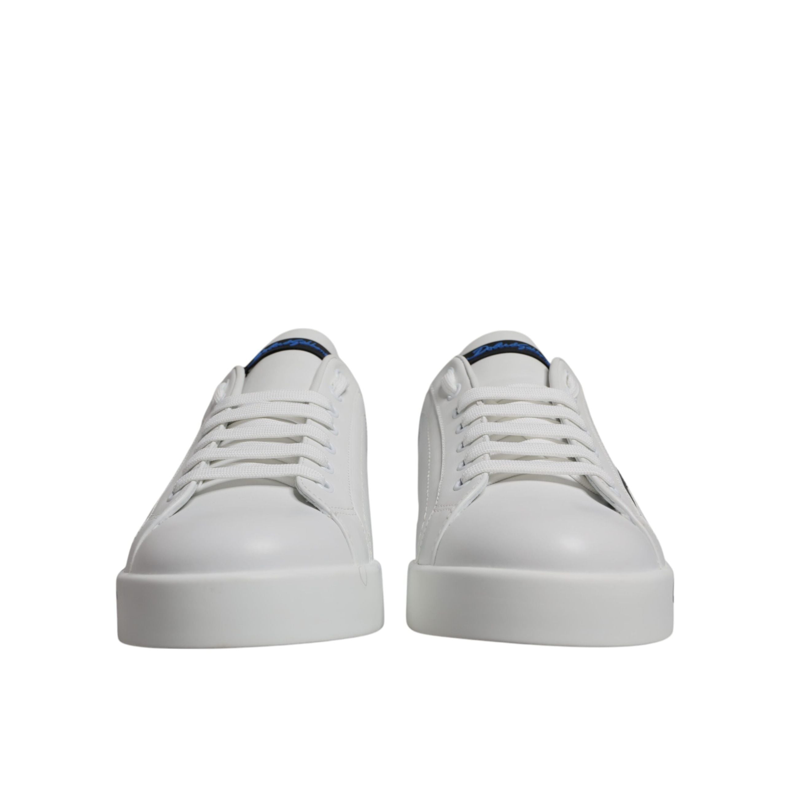 Chaussures Baskets Basses Dolce & Gabbana en Cuir Blanc et Bleu avec Logo