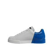 Chaussures Baskets Basses Dolce & Gabbana en Cuir Blanc et Bleu avec Logo