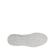 Chaussures Baskets Basses Dolce & Gabbana en Cuir Blanc et Bleu avec Logo