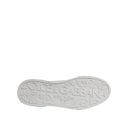 Chaussures Baskets Basses Dolce & Gabbana en Cuir Blanc et Bleu avec Logo