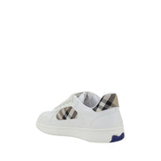 Burberry White Leather Check Low Top Sneakers