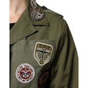 Giacca cappotto Dolce & Gabbana Queen verde militare decorato