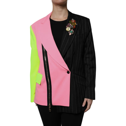 Veste-Manteau Ornée en Patchwork Multicolore Dolce & Gabbana