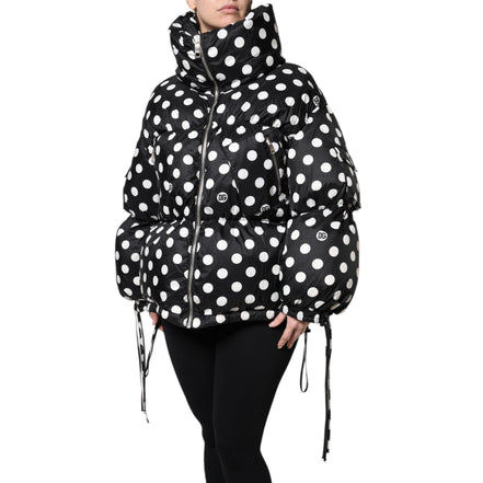Piumino Dolce & Gabbana con zip intera a pois bianchi e neri