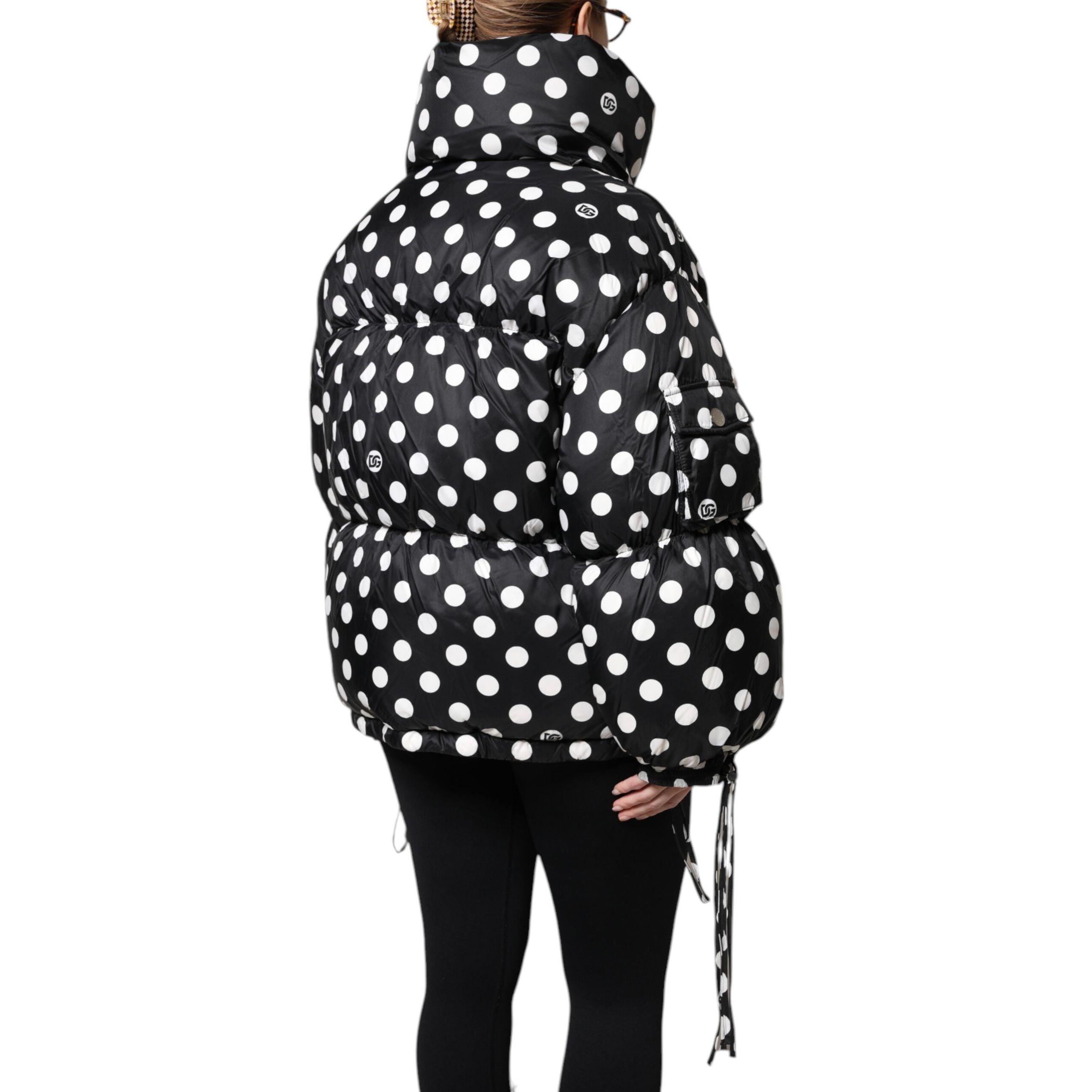 Piumino Dolce & Gabbana con zip intera a pois bianchi e neri