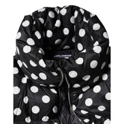 Piumino Dolce & Gabbana con zip intera a pois bianchi e neri
