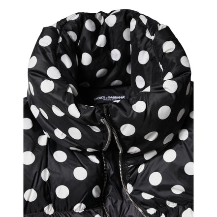 Piumino Dolce & Gabbana con zip intera a pois bianchi e neri