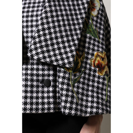 Dolce & Gabbana Giacca Mantella Floreale con Fantasia Monocromatica Nera e Bianca