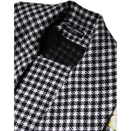 Dolce & Gabbana Giacca Mantella Floreale con Fantasia Monocromatica Nera e Bianca