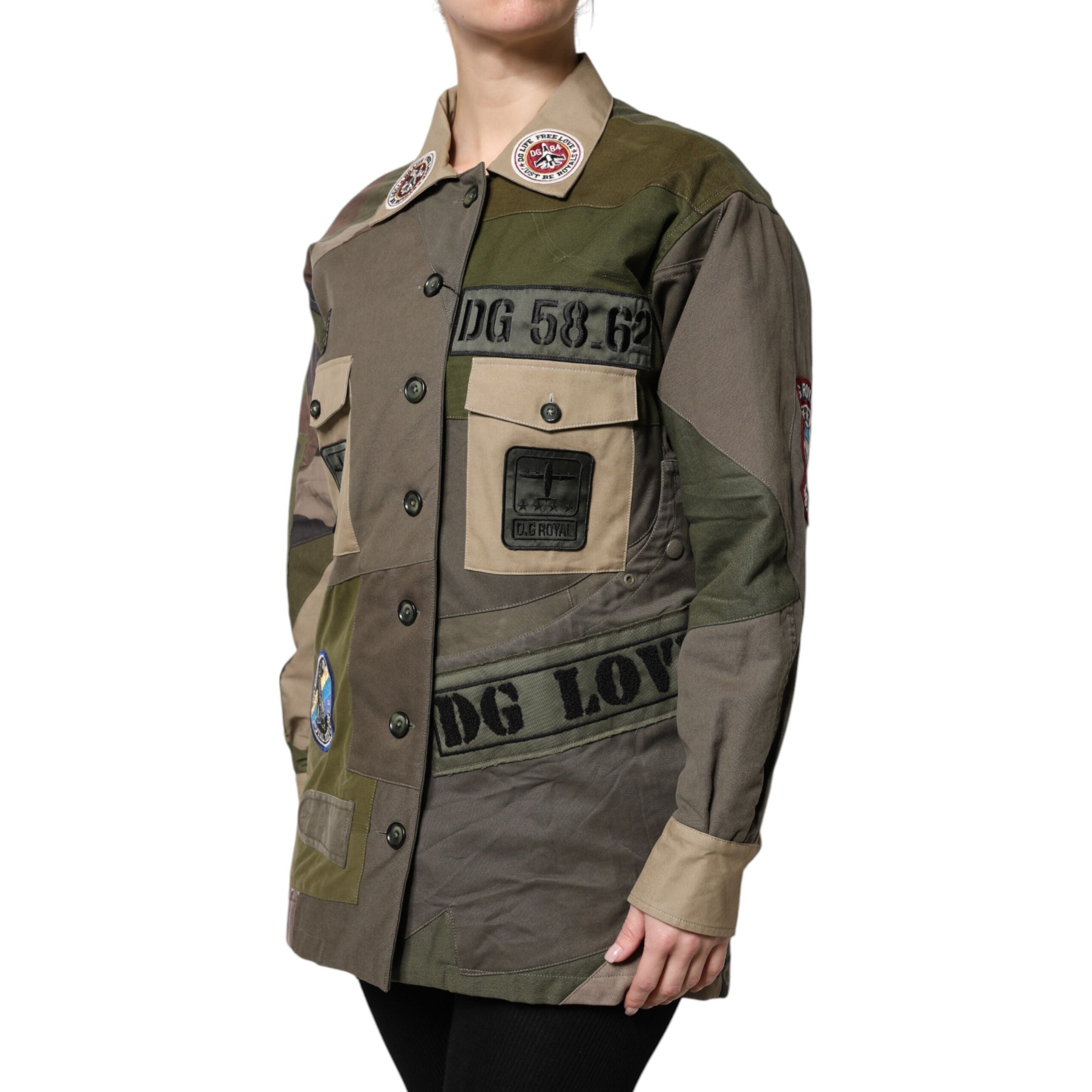 Giacca button down Dolce & Gabbana in cotone verde militare