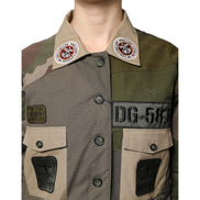Giacca button down Dolce & Gabbana in cotone verde militare