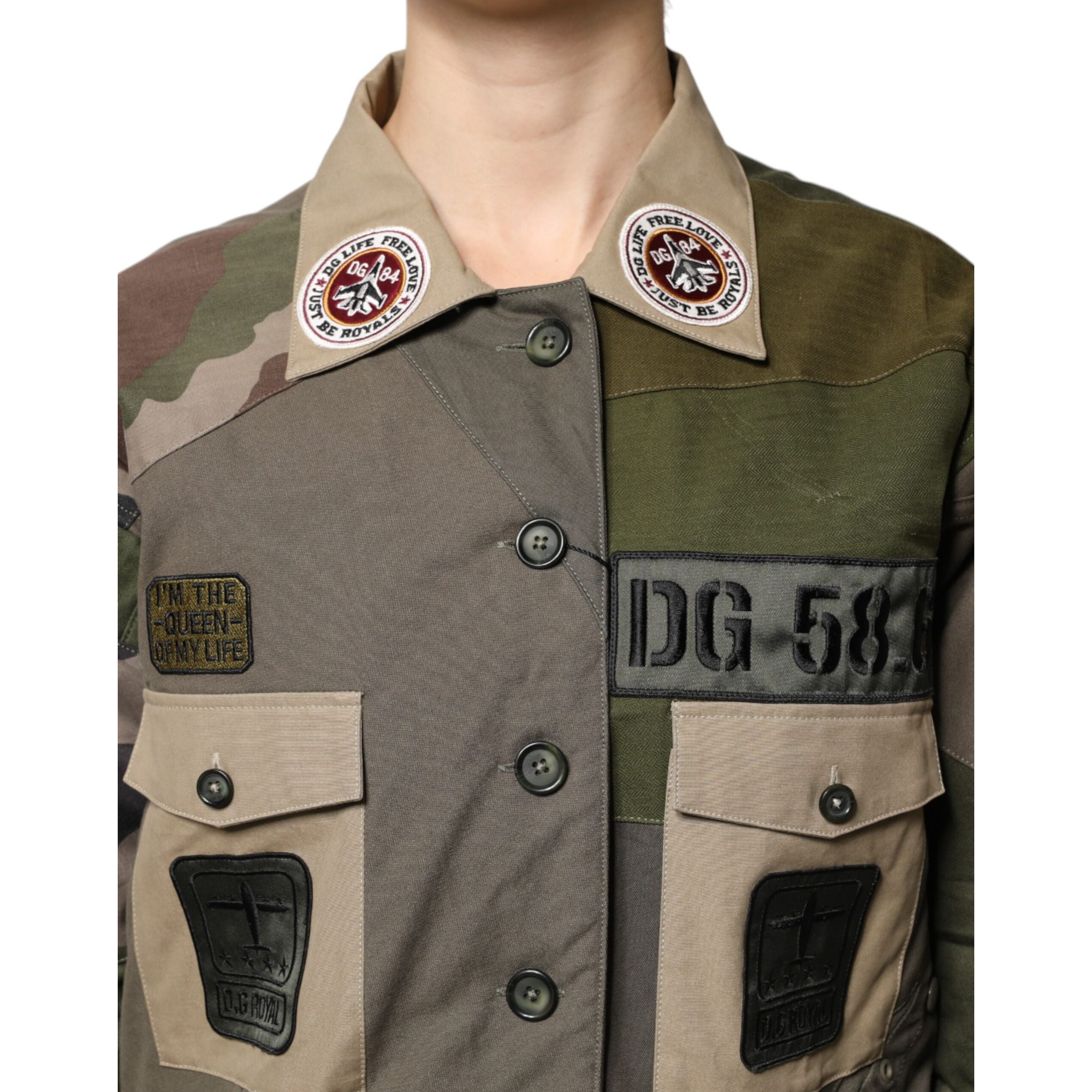 Giacca button down Dolce & Gabbana in cotone verde militare