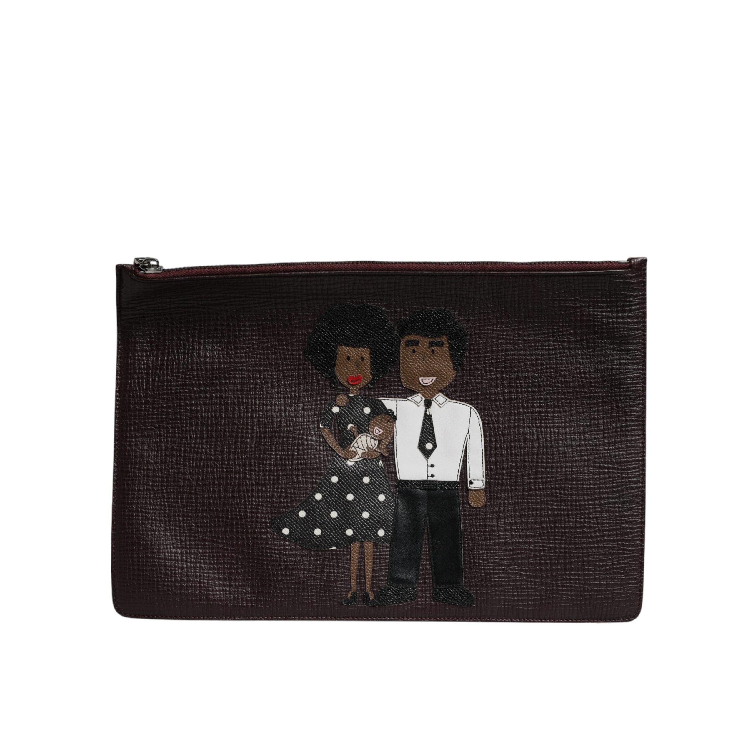 Pochette da uomo Dolce & Gabbana in pelle marrone con applicazioni #DGFAMILY