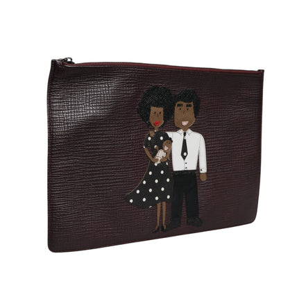 Pochette da uomo Dolce & Gabbana in pelle marrone con applicazioni #DGFAMILY